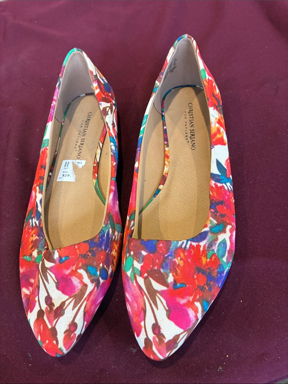 Christian Siriano Floral Pointed-Toe Flats in Red, Pink, Green, Blue